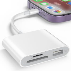 SD Card Reader for iPhone, Memory card reader with USB Camera Adapter Plug and Play Trail Game Camera SD Card Viewer Supports SD and TF Card Micro SD Card Adapter for iPad No App Required