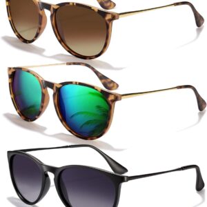 CHBP Sunglasses Womens Men Polarized UV Protection Trendy Vintage Retro Round Mirrored Lens Sunglasses For Women