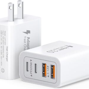 40W USB C Charger Block, 2-Pack 4-Port Type C Fast Charging Brick Dual PD&QC Wall Plug Adapter Compatible for iPhone 15/15 Pro/ 15 Pro Max/14/13/12, iPad, Airpods, iwatch, Samsung Galaxy