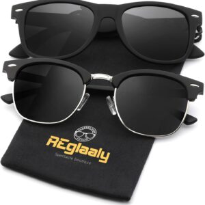 Sunglasses Men and Womens, Polarized Sunglasses for men with UV Blocking Semi-Rimless Frame for Driving & Hiking