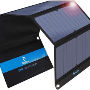 [Upgraded] BigBlue 3 USB Ports 28W Solar Charger(5V/4.8A Max), Portable SunPower Solar Panel for Camping, IPX4 Waterproof, Compatible with iPhone 11/XS/XS Max/XR/X/8/7, iPad, Samsung Galaxy LG etc.