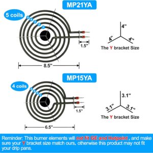 S-Union 4 Pack MP22YA Electric Range Burner Element Unit Set - 2 pcs MP15YA 6" and 2 pcs MP21YA 8" Replacement for Hardwick & Kenmore & Maytag & Norge & Whirlpool Electric Range Stove