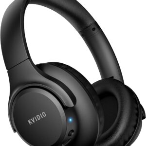 KVIDIO [Updated Bluetooth Headphones Over Ear, 65 Hours Playtime Wireless Headphones with Microphone,Foldable Lightweight Headset with Deep Bass,HiFi Stereo Sound for Travel Work Cellphone