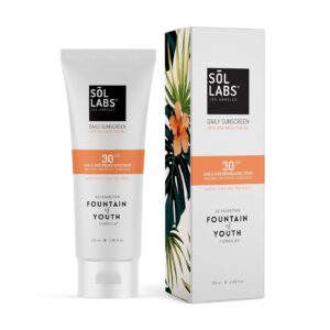 SOL LABS All Natural Mineral, Daily Face and Body Sunscreen, SPF 30 Zinc Oxide Water Resistant, Reef Safe, Korean Lightweight Formula With No White Cast, Ultra Hydrating and Nourishing
