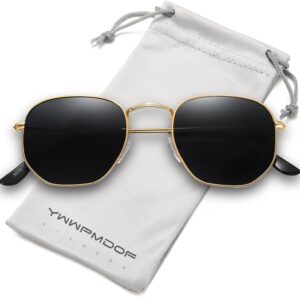 Polarized Sunglasses for Womens Men Trendy Square Hexagonal Flat Mirrored Sun Glasses UV Protection