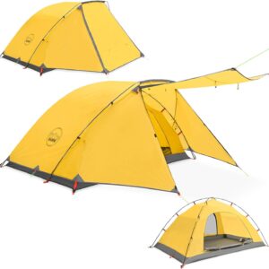 KAZOO 2／4 Person Camping Tent Outdoor Waterproof Family Large Tents 2/4 People Easy Setup Tent with Porch Double Layer