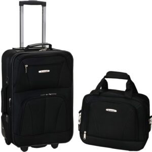 Rockland Fashion Softside Upright Luggage Set, Expandable, Black, 2-Piece (14/19)