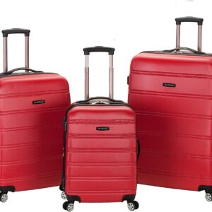 Rockland Melbourne Hardside Expandable Spinner Wheel Luggage, Red, 3-Piece Set (20/24/28)