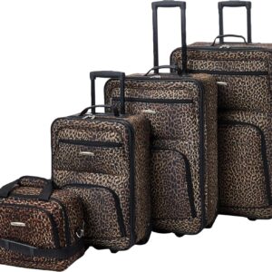 Rockland Jungle Softside Upright Luggage, Leopard, 4-Piece Set (14/19/24/28)