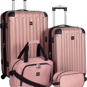 Travelers Club Expandable Midtown Hardside 4-Piece Luggage Travel Set, Rose Gold